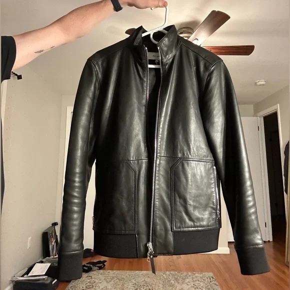 Reiss Black Leather Jacket - Picture 1 of 7